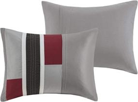 img 1 attached to 🛏️ Mi Zone Cozy Comforter Set: Geometric Stripes, Vibrant Color Design, All Season Bedding - Twin/Twin XL, Red/Grey - 3 Piece