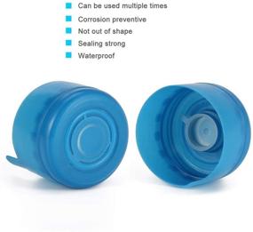 img 2 attached to 🔝 Pack of 5 Non-Spill Water Jug Cap Replacements for 3 &amp; 5 Gallon Bottles - Anti-Splash, Peel-Off Design