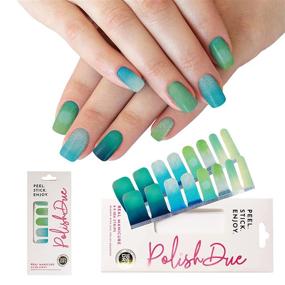 img 4 attached to 🌈 Sheltering Sky: Stretchable Real Nail Polish Strips with Gloss Solid Color, Ombre, French, Pattern & Glitter Finish - 16Pcs + Nail Wipe, Nail File, Instructional Brochure