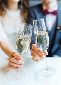 img 3 attached to Sophisticated Sweetzer & Orange Mr and Mrs Champagne Glasses for Memorable Wedding Celebrations