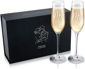 img 4 attached to Sophisticated Sweetzer & Orange Mr and Mrs Champagne Glasses for Memorable Wedding Celebrations