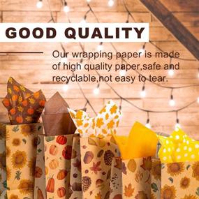 img 2 attached to 🍁 Whaline Autumn Harvest Tissue Paper: Maple Leaves & Pumpkins Wrap for Thanksgiving, Wedding & Birthday Gift Bags