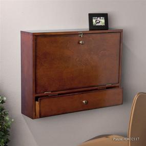 img 2 attached to 💻 SEI Furniture Wall-Mountable Laptop Desk with Folding Design in Mahogany Finish