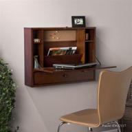 💻 sei furniture wall-mountable laptop desk with folding design in mahogany finish логотип