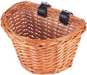 img 4 attached to AOZBZ Wicker D-Shaped Bicycle Basket with Leather Straps - Convenient Bike Handlebar Storage for Kids and Children (S)