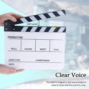 img 1 attached to 🎬 Enhance Your Filmmaking Experience with the Hilitchi Acrylic Clapper Board: Wooden Film Movie Clapboard for Action Scene Cuts, 25x30cm/10x12