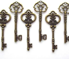 img 4 attached to 🗝️ Makhry Mixed 20 Extra Large Antique Bronze Finish Skeleton Keys - Rustic Key Wedding Decor Favor (Bronze)