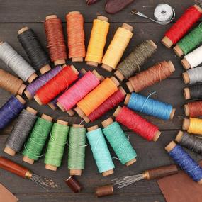 img 1 attached to 🧵 Complete Leather Sewing Kit with 104 Pcs – Includes 46 PCS Leather Waxed Thread, 12 PCS Polyester Thread, and Leather Hand Needles for DIY Bookbinding and Upholstery Repair