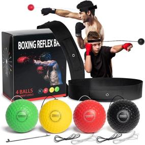 img 4 attached to 🥊 OLIKER Boxing Reflex Ball Family Pack Plus - Adjustable Headband, 4 Boxing Balls for Reaction, Agility, Speed, Fight Skills, and Hand-Eye Coordination Training - Suitable for Adults and Kids