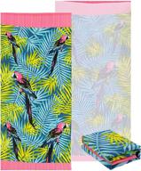 🏖️ peijiaming oversized beach towel - ultra absorbent microfiber blanket for kids, girls, and women - sand free pool and swim bath towel - softness and style in 31 x 61 inch (bird design) logo