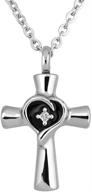 🕊️ elegant q&amp;locket religion cross heart memorial urn necklaces: cherish your loved one's ashes in style logo