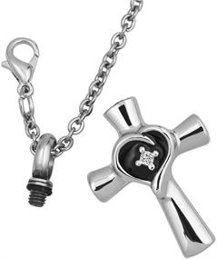 img 2 attached to 🕊️ Elegant Q&amp;Locket Religion Cross Heart Memorial Urn Necklaces: Cherish Your Loved One's Ashes in Style