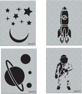 stencil1, space themed stencil pack (astronaut, rocket spaceship, stars and moon, saturn and planets), 8.5 x 11 inches, laser cut mylar reusable stencils, diy kids room decor logo