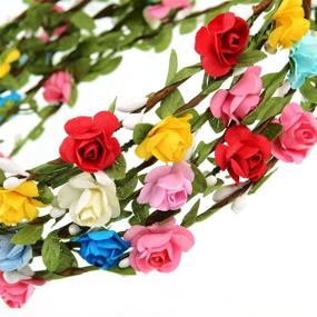 img 3 attached to 🌺 Vibrant Floral Crowns for Weddings, Festivals, and Photos: eBoot 15-Piece Assorted Colored Flower Crown Wreath Headband Garland Headbands