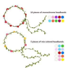 img 2 attached to 🌺 Vibrant Floral Crowns for Weddings, Festivals, and Photos: eBoot 15-Piece Assorted Colored Flower Crown Wreath Headband Garland Headbands