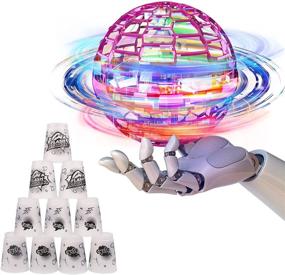 img 4 attached to Yamazakura LED Light Spinner Globe Shape Flying Ball Toys Mini Drone with 12 Magic Cups - Rechargeable, Ideal for Endless Tricks, Gift Choices for Kids, Boys, Girls, Adults - Indoor & Outdoor Fun