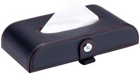 img 3 attached to Premium Car Tissue Holder: Luxury Black Leather Armrest Box Organizer for Vehicle