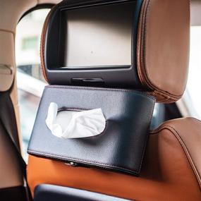 img 2 attached to Premium Car Tissue Holder: Luxury Black Leather Armrest Box Organizer for Vehicle