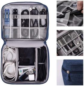 img 2 attached to May Chen Electronic Organizer: Two-Layer-Navy Cable Travel Case for Electronics Accessories - Charger, Phone, USB, SD Card (Nave Blue)