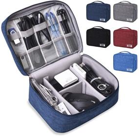img 4 attached to May Chen Electronic Organizer: Two-Layer-Navy Cable Travel Case for Electronics Accessories - Charger, Phone, USB, SD Card (Nave Blue)