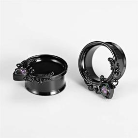 img 2 attached to 💎 TBOSEN Zircon Stainless Steel Ear Plugs Tunnels Expander | Ear Gauges Stretcher Piercing | Sizes 0g-1" (8mm-25mm) - 1 Pair