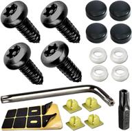 🔒 secure your car tag with aootf black license plate screws- anti theft stainless steel mounting kit for front/rear frame cover, m6 security screws, caps, fasteners plug-in logo