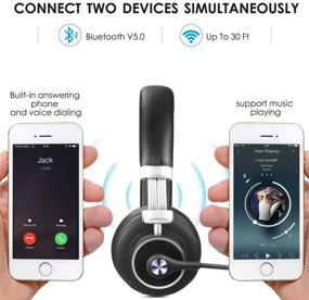 img 1 attached to 🎧 Беспроводные наушники kiwitatá с Bluetooth V5.0 - без рук, накладные наушники для сотовых телефонов, водителей грузовиков, деловых встреч в офисе, колл-центров, Skype - с микрофоном