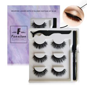 img 4 attached to 3 Pairs FANXITON Faux Fluffy Mink Eyelashes with Eyeliner Kit - Strong Lash Hold, No Magnet, No Glue Required