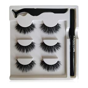 img 3 attached to 3 Pairs FANXITON Faux Fluffy Mink Eyelashes with Eyeliner Kit - Strong Lash Hold, No Magnet, No Glue Required