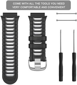 img 2 attached to 📱 NotoCity Soft Silicone Watch Strap Compatible with Garmin Forerunner 920XT - Black-Gray Replacement Wristband for Men and Women, Sports Version