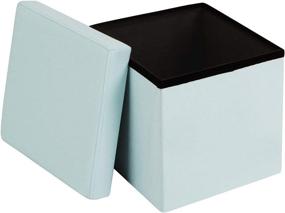 img 2 attached to 🔵 FHE 12x12x12 Blue Linen Folding Storage Ottoman Cube by Fresh Home Elements