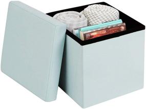 img 3 attached to 🔵 FHE 12x12x12 Blue Linen Folding Storage Ottoman Cube by Fresh Home Elements