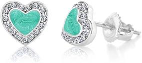 img 4 attached to 💎 Chanteur Kids Earrings - Sterling Silver Heart Enamel Screw Back Earrings with Swarovski Elements for Kids, Girls, and Babies