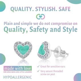 img 3 attached to 💎 Chanteur Kids Earrings - Sterling Silver Heart Enamel Screw Back Earrings with Swarovski Elements for Kids, Girls, and Babies