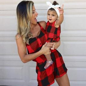 img 3 attached to 👩 Sleeveless Plaid Romper Jumpsuit: Mommy and Me Matching One-Piece Outfits for the Perfect Family Ensemble