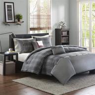 🛏️ intelligent design daryl teen boys duvet cover full/queen size - grey plaid - top-quality 5 piece teen boy bedding set with lightweight peach skin fabric logo