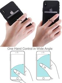 img 1 attached to Affordable Dark Grey 4-in-1 Phone Card Holder with Ring - Stick On Stretchy Spandex Sleeve for Smartphones