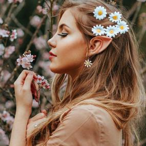 img 3 attached to 🌼 YOOE Daisy Earrings: Acrylic Yellow Flower Dangle Earrings for Women - Wild Lily Petals Hawaii Plant