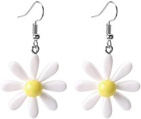 img 4 attached to 🌼 YOOE Daisy Earrings: Acrylic Yellow Flower Dangle Earrings for Women - Wild Lily Petals Hawaii Plant