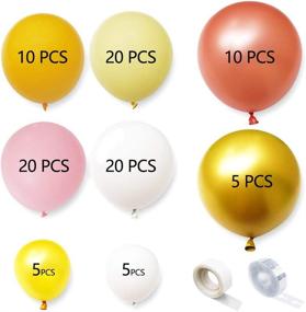 img 1 attached to BCARICH Pastel Balloons Arch Garland: 100 pcs Pink, Yellow, Orange, Rose Gold, White 🎈 and Gold Organic Balloons for Blush Bridal Shower, Wedding Decors, and Baby Shower Party Decorations