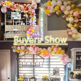 img 2 attached to BCARICH Pastel Balloons Arch Garland: 100 pcs Pink, Yellow, Orange, Rose Gold, White 🎈 and Gold Organic Balloons for Blush Bridal Shower, Wedding Decors, and Baby Shower Party Decorations