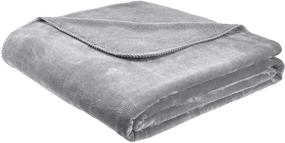 img 4 attached to 🛏️ Cozy All Seasons Full/Queen Dark Grey Fuzzy Micro Plush Fleece Blanket by Amazon Basics