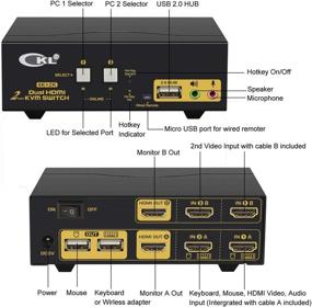 img 2 attached to 🔀 CKL 922HUA HDMI KVM переключатель с двумя мониторами, USB 2.0 хабом, аудиовыходом для микрофона и 4K@30Hz - переключатель монитора, клавиатуры и мыши для ПК, HDMI 2 в 2.