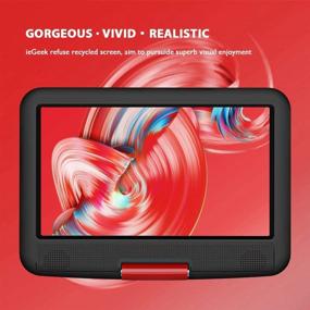 img 3 attached to 📀 ieGeek 11.5 Inch Portable DVD Player with SD Card/USB Port, Long 5-Hour Battery Life, 9.5 Inch Eye-Friendly Screen, AV-in/Out Support, Region-Free, Red