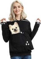 👚 womens pet carrier shirts: mewgaroo hoodie with kangaroo pouch - a comfy sweatshirt for carrying your kitten or puppy логотип