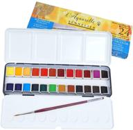 🎨 premium sennelier l'aquarelle french watercolor paint: metal set of 24 half pans logo