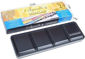img 3 attached to 🎨 Premium Sennelier L'Aquarelle French Watercolor Paint: Metal Set of 24 Half Pans