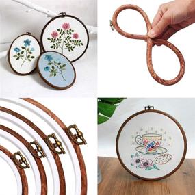 img 1 attached to 4-Pack Imitated Wood Embroidery Hoop Ring Display Frame - Oval and Circular Embroidery Kits with 30 Large Eye Embroidery Needles. Quilting Hoop and Cross Stitch Supplies for Sewing, Wall Hangings, and Crafts.