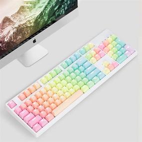 img 4 attached to 🌅 Sunset Gradient Keycaps Thick PBT OEM Profile for Cherry MX Switches, 104 87 61 Keys, Backlit, Rainbow, Mechanical Keyboard Keycaps