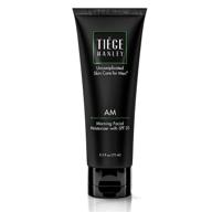 🧴 tiege hanley morning facial moisturizer for men (am) - lightweight, hydrating & safe for sensitive skin - achieve smoother & soft skin - spf 20 face lotion with calendula & plantain - 2.5 ounce logo